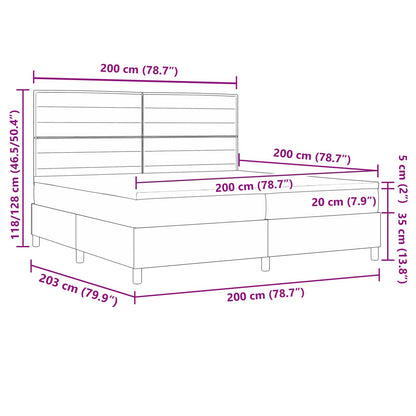 Boxspringbett mit Matratze mit LED Creme 200 x 200 cm Stoff