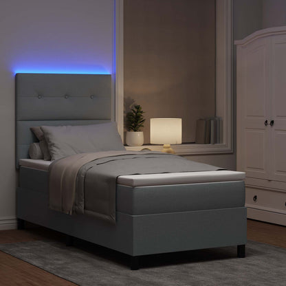 Boxspringbett mit Matratze mit LED Hellgrau 80 x 200 cm Stoff
