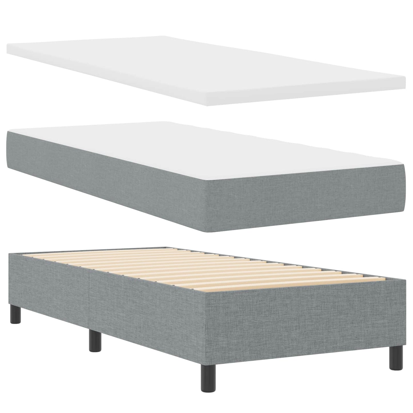 Boxspringbett mit Matratze mit LED Hellgrau 80 x 200 cm Stoff