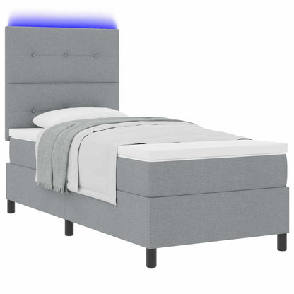 Boxspringbett mit Matratze mit LED Hellgrau 80 x 200 cm Stoff