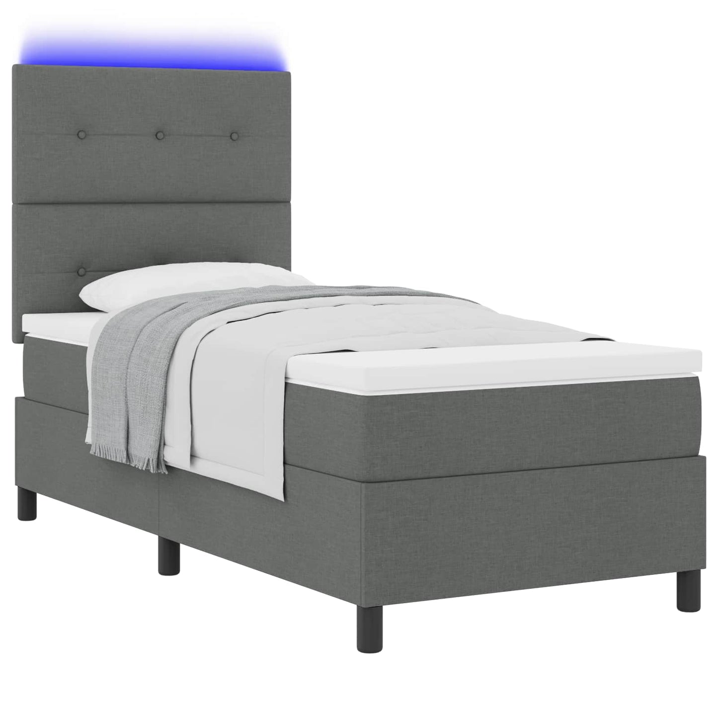 Boxspringbett mit Matratze mit LED Dunkelgrau 80 x 200 cm Stoff