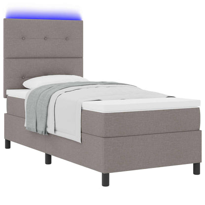 Boxspringbett mit Matratze mit LED Taupe 80 x 200 cm Stoff