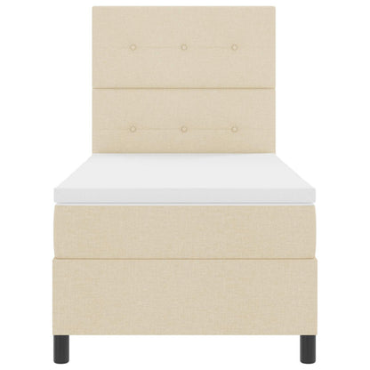 Boxspringbett mit Matratze mit LED Creme 80 x 200 cm Stoff