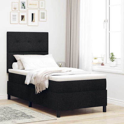 vidaXL Boxspringbett mit Matratze mit LED Schwarz 100 x 200 cm Stoff