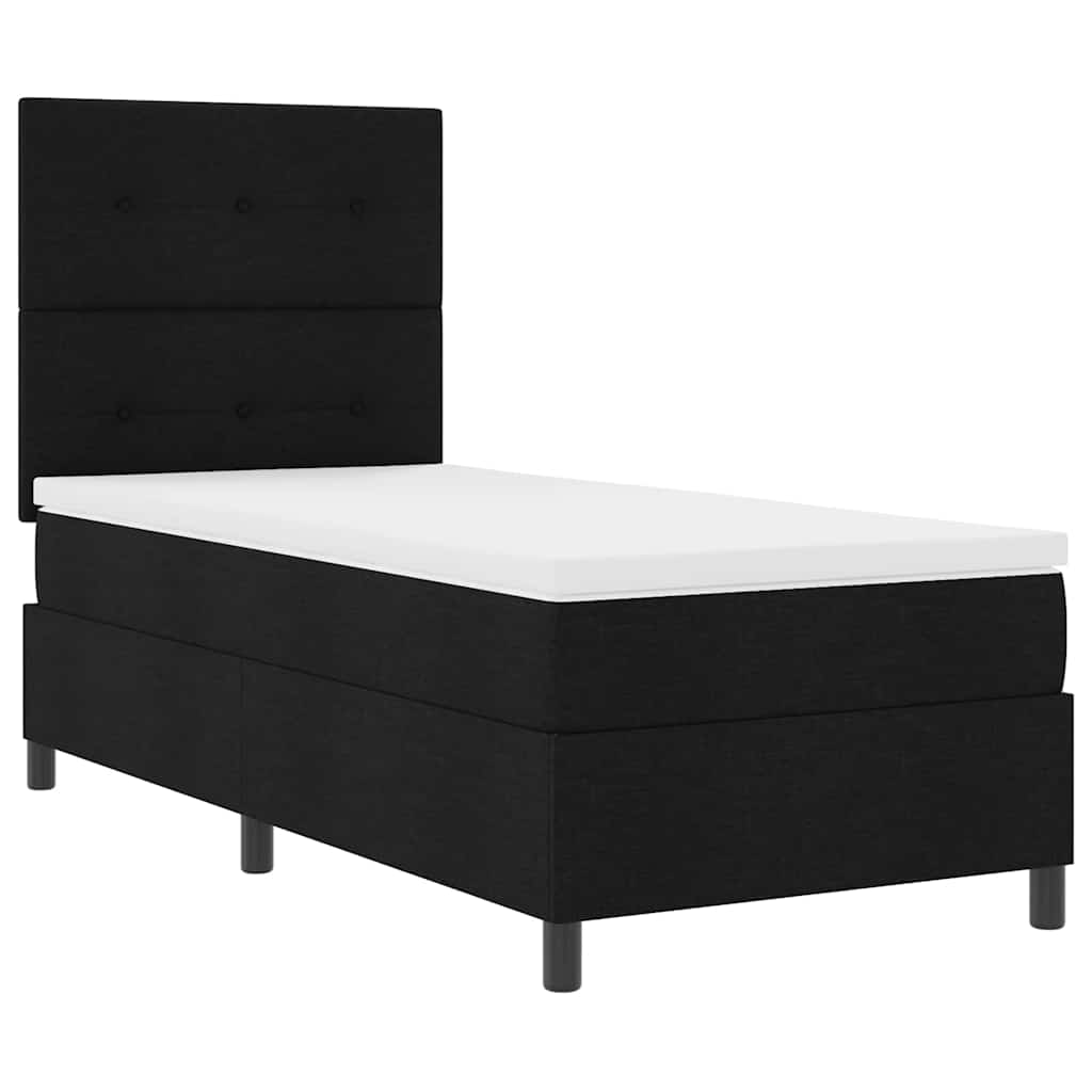 vidaXL Boxspringbett mit Matratze mit LED Schwarz 100 x 200 cm Stoff
