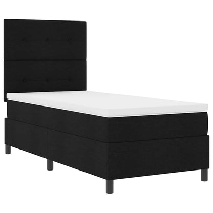 vidaXL Boxspringbett mit Matratze mit LED Schwarz 100 x 200 cm Stoff