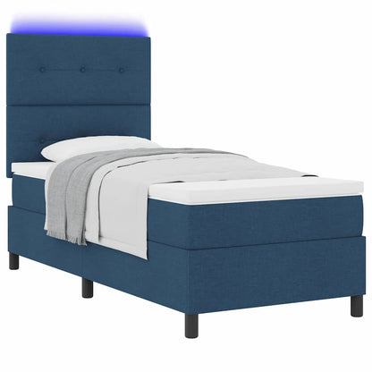 Boxspringbett mit Matratze mit LED Blau 100 x 200 cm Stoff