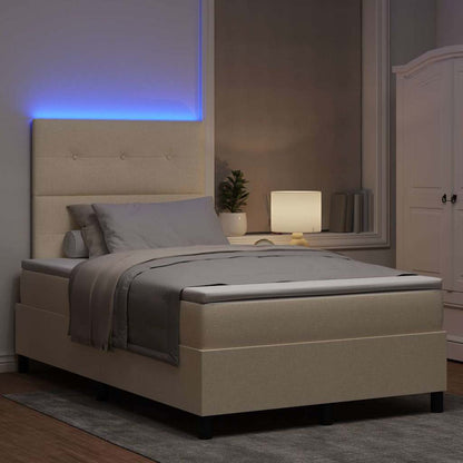 Boxspringbett mit Matratze mit LED Creme 120 x 200 cm Stoff