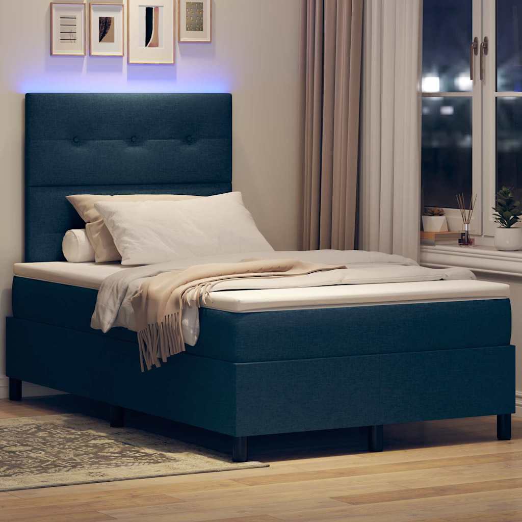 Boxspringbett mit Matratze mit LED Blau 120 x 200 cm Stoff