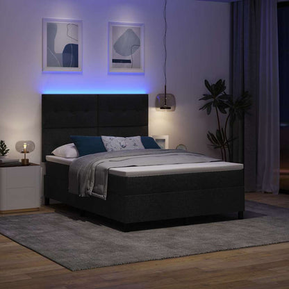 Boxspringbett mit Matratze mit LED Schwarz 140 x 190 cm Stoff