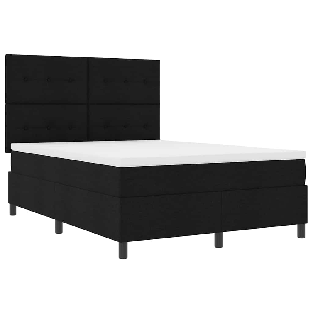 Boxspringbett mit Matratze mit LED Schwarz 140 x 190 cm Stoff