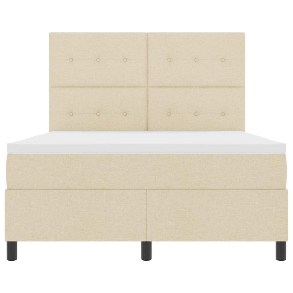 Boxspringbett mit Matratze mit LED Creme 140 x 190 cm Stoff