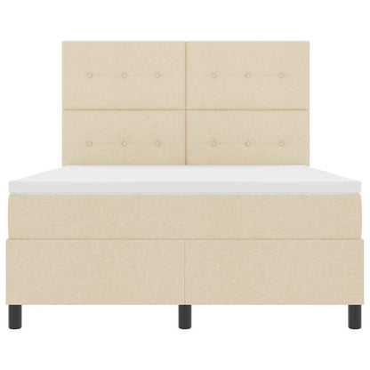 Boxspringbett mit Matratze mit LED Creme 140 x 190 cm Stoff