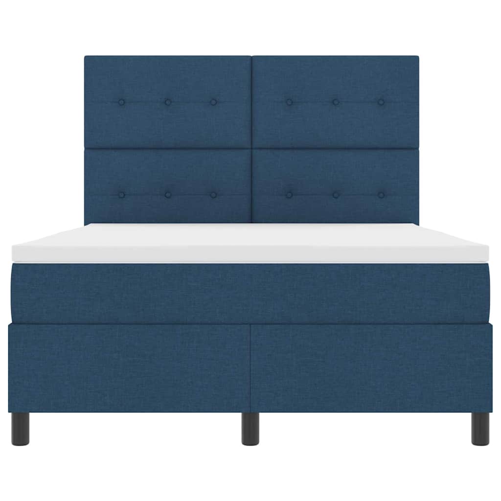 Boxspringbett mit Matratze mit LED Blau 140 x 190 cm Stoff