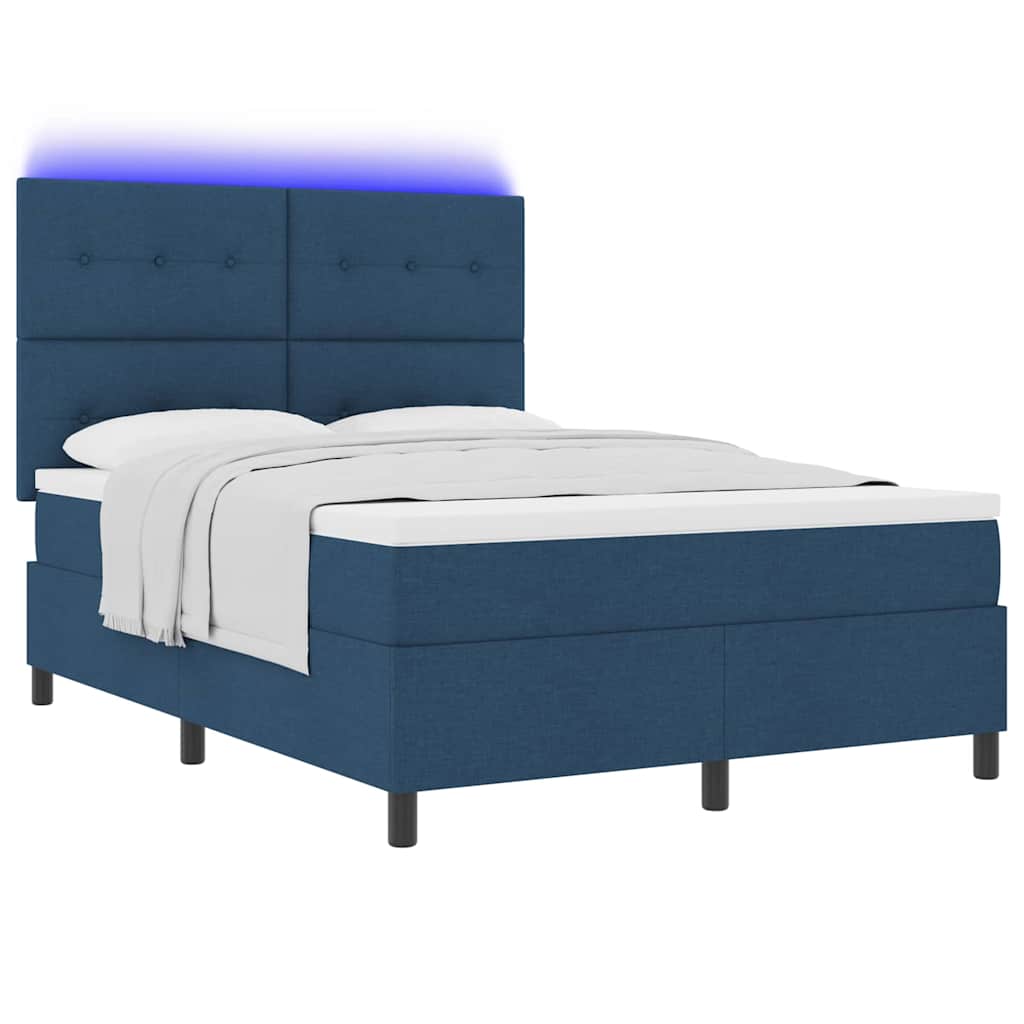 Boxspringbett mit Matratze mit LED Blau 140 x 190 cm Stoff