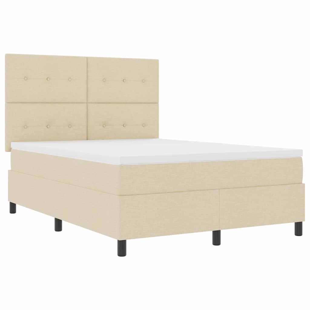 Boxspringbett mit Matratze mit LED Creme 140 x 200 cm Stoff