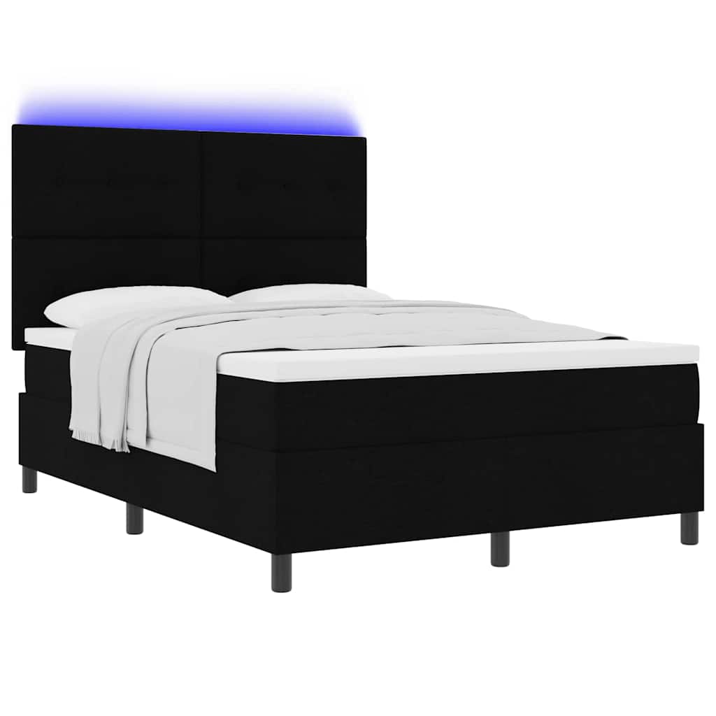 Boxspringbett mit Matratze mit LED Schwarz 160 x 200 cm Stoff