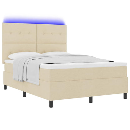 Boxspringbett mit Matratze mit LED Creme 160 x 200 cm Stoff