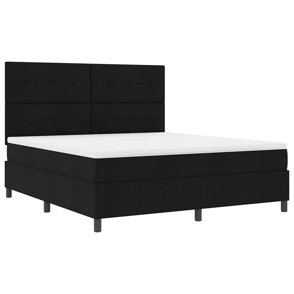 Boxspringbett mit Matratze mit LED Schwarz 180 x 200 cm Stoff