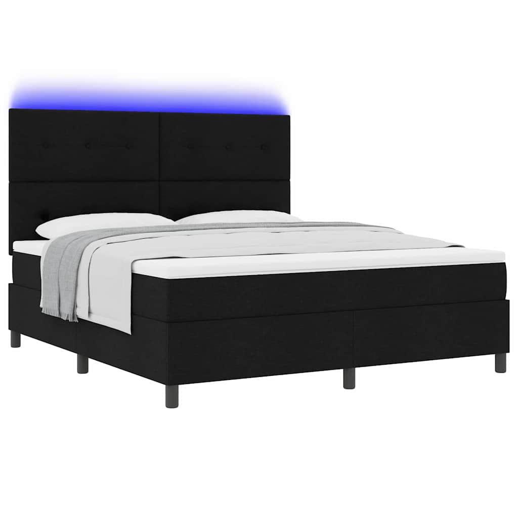Boxspringbett mit Matratze mit LED Schwarz 180 x 200 cm Stoff