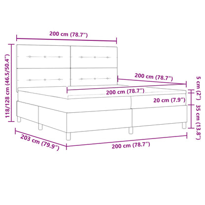 Boxspringbett mit Matratze mit LED Blau 200 x 200 cm Stoff