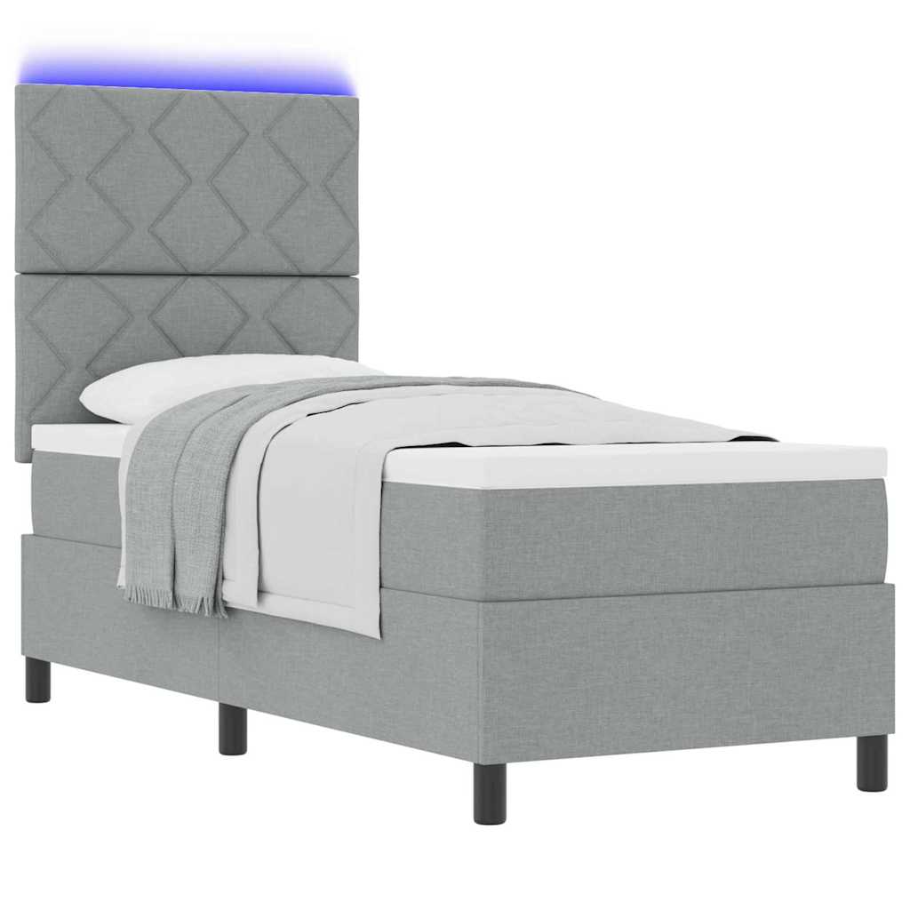 Boxspringbett mit Matratze mit LED Hellgrau 80 x 200 cm Stoff