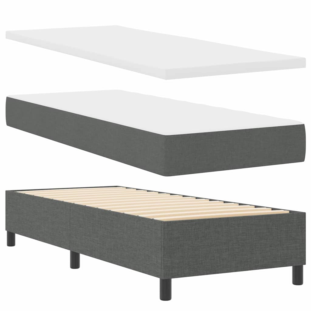 Boxspringbett mit Matratze mit LED Dunkelgrau 80 x 200 cm Stoff