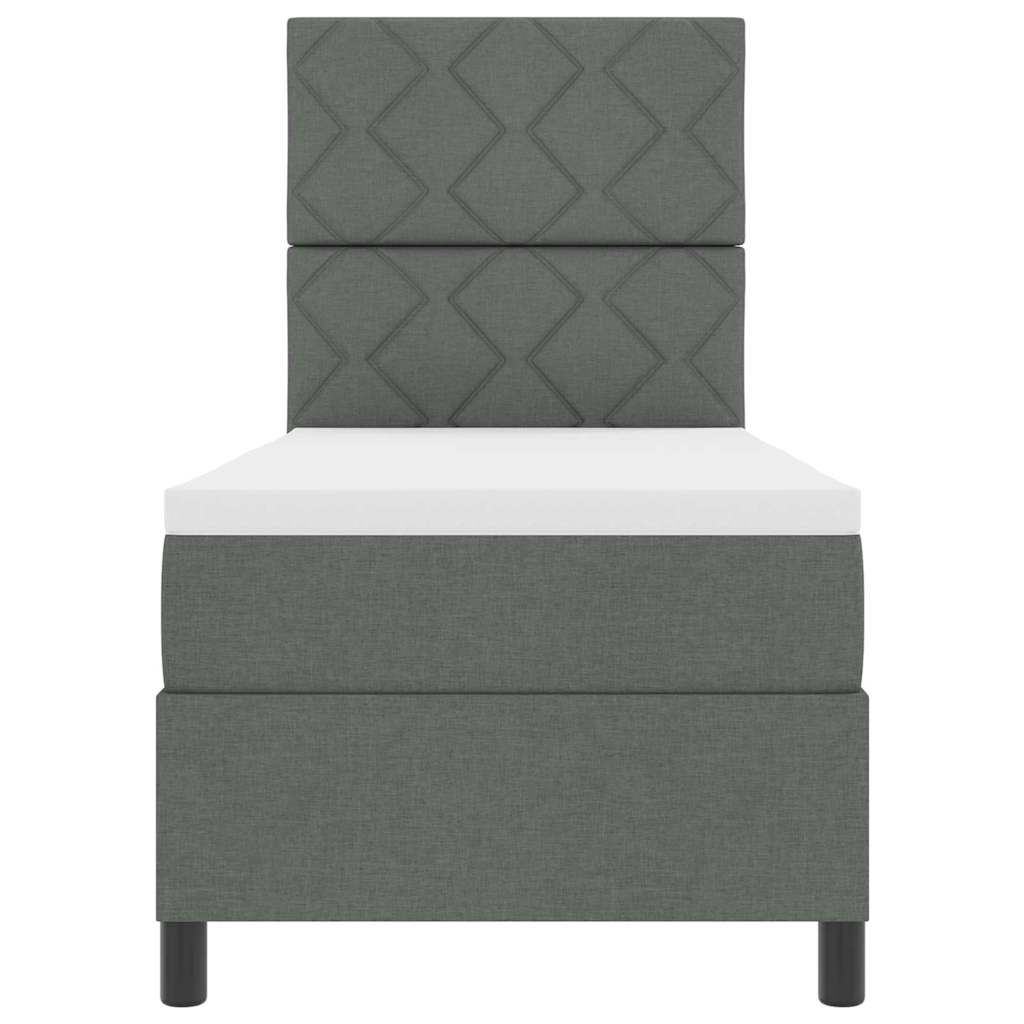 Boxspringbett mit Matratze mit LED Dunkelgrau 80 x 200 cm Stoff