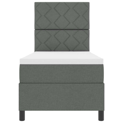 Boxspringbett mit Matratze mit LED Dunkelgrau 80 x 200 cm Stoff