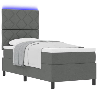 Boxspringbett mit Matratze mit LED Dunkelgrau 80 x 200 cm Stoff