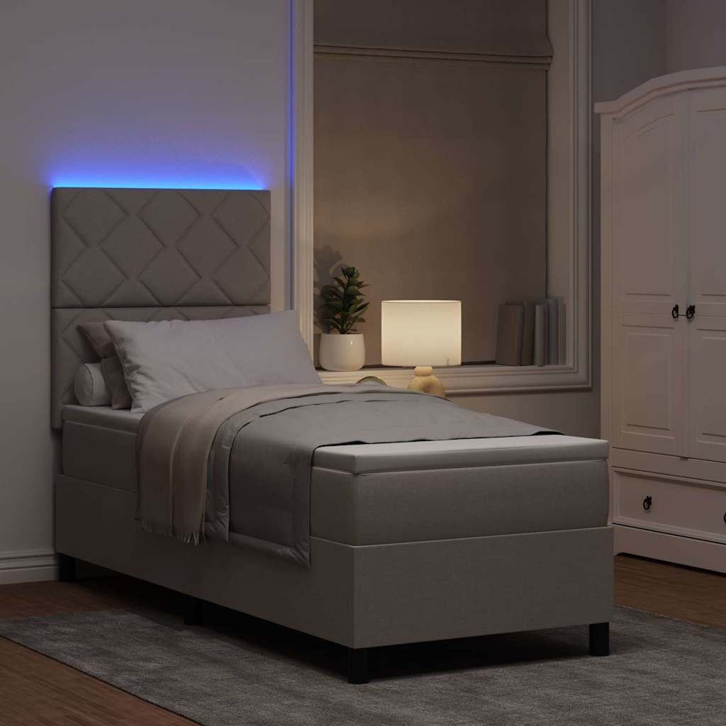 Boxspringbett mit Matratze mit LED Taupe 80 x 200 cm Stoff