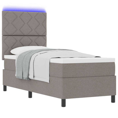 Boxspringbett mit Matratze mit LED Taupe 80 x 200 cm Stoff