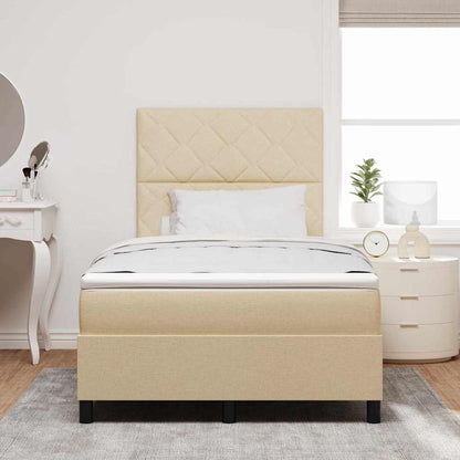 vidaXL Boxspringbett mit Matratze mit LED Creme 120 x 190 cm Stoff