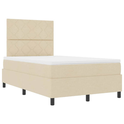 vidaXL Boxspringbett mit Matratze mit LED Creme 120 x 190 cm Stoff