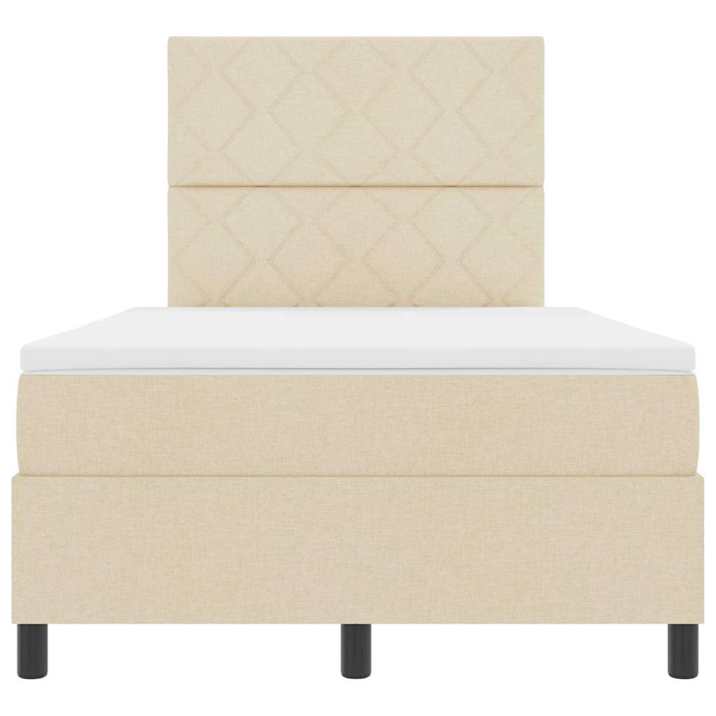 vidaXL Boxspringbett mit Matratze mit LED Creme 120 x 190 cm Stoff