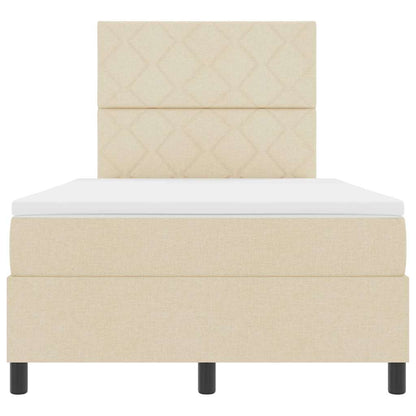vidaXL Boxspringbett mit Matratze mit LED Creme 120 x 190 cm Stoff