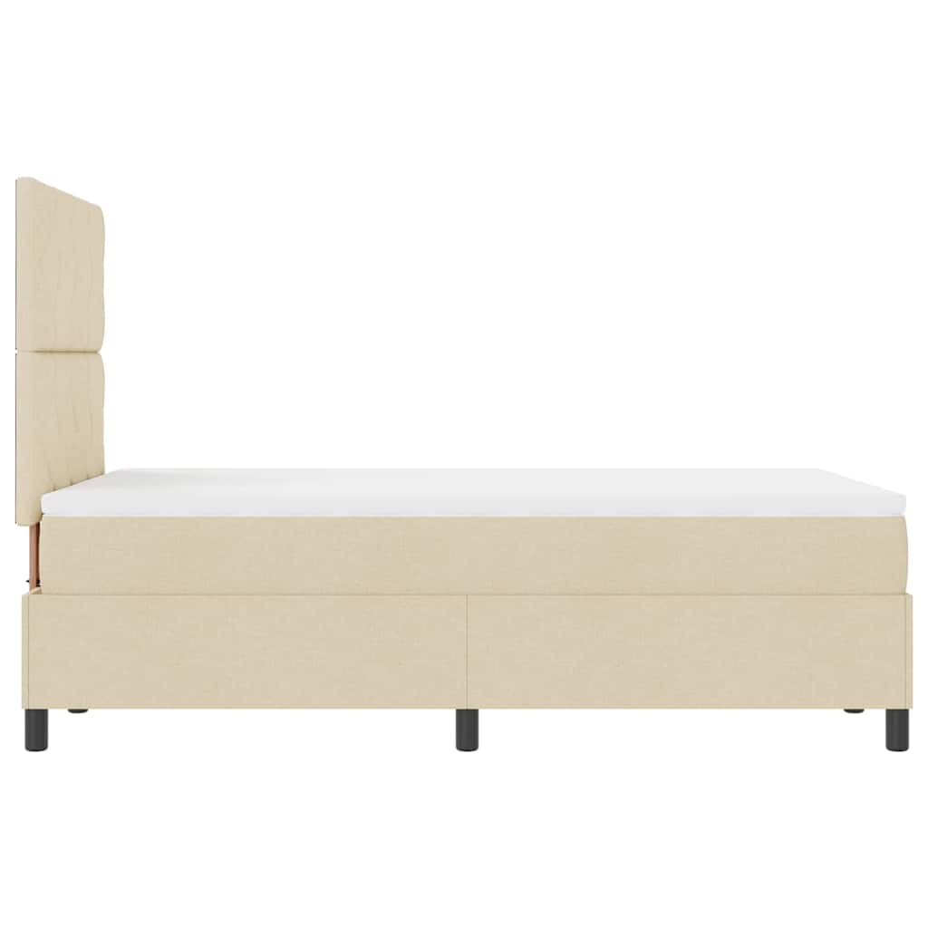 vidaXL Boxspringbett mit Matratze mit LED Creme 120 x 190 cm Stoff