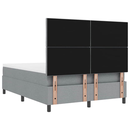 Boxspringbett mit Matratze mit LED Hellgrau 160 x 200 cm Stoff