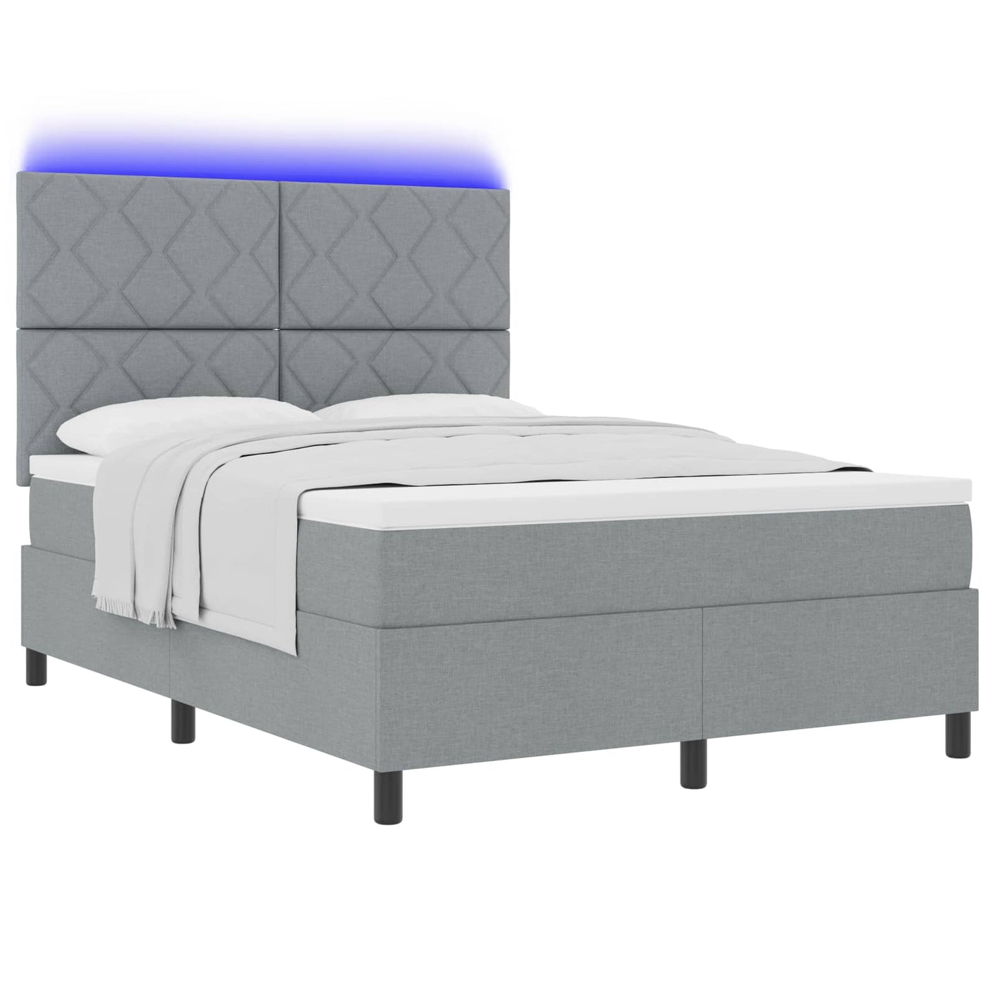 Boxspringbett mit Matratze mit LED Hellgrau 160 x 200 cm Stoff
