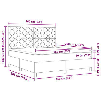 Boxspringbett mit Matratze mit LED Hellgrau 160 x 200 cm Stoff