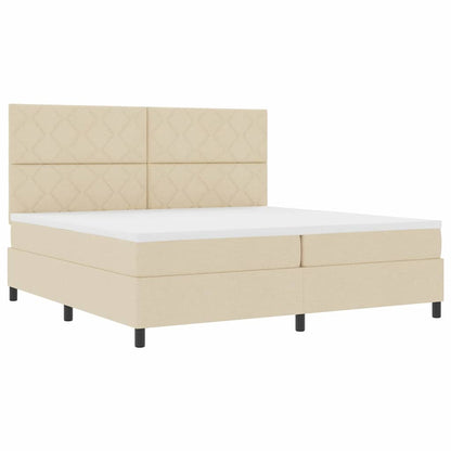 Boxspringbett mit Matratze mit LED Creme 200 x 200 cm Stoff
