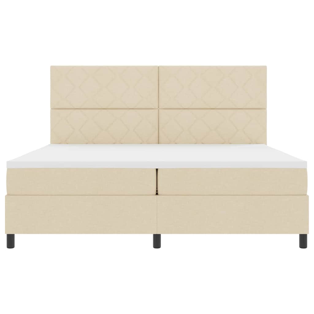 Boxspringbett mit Matratze mit LED Creme 200 x 200 cm Stoff