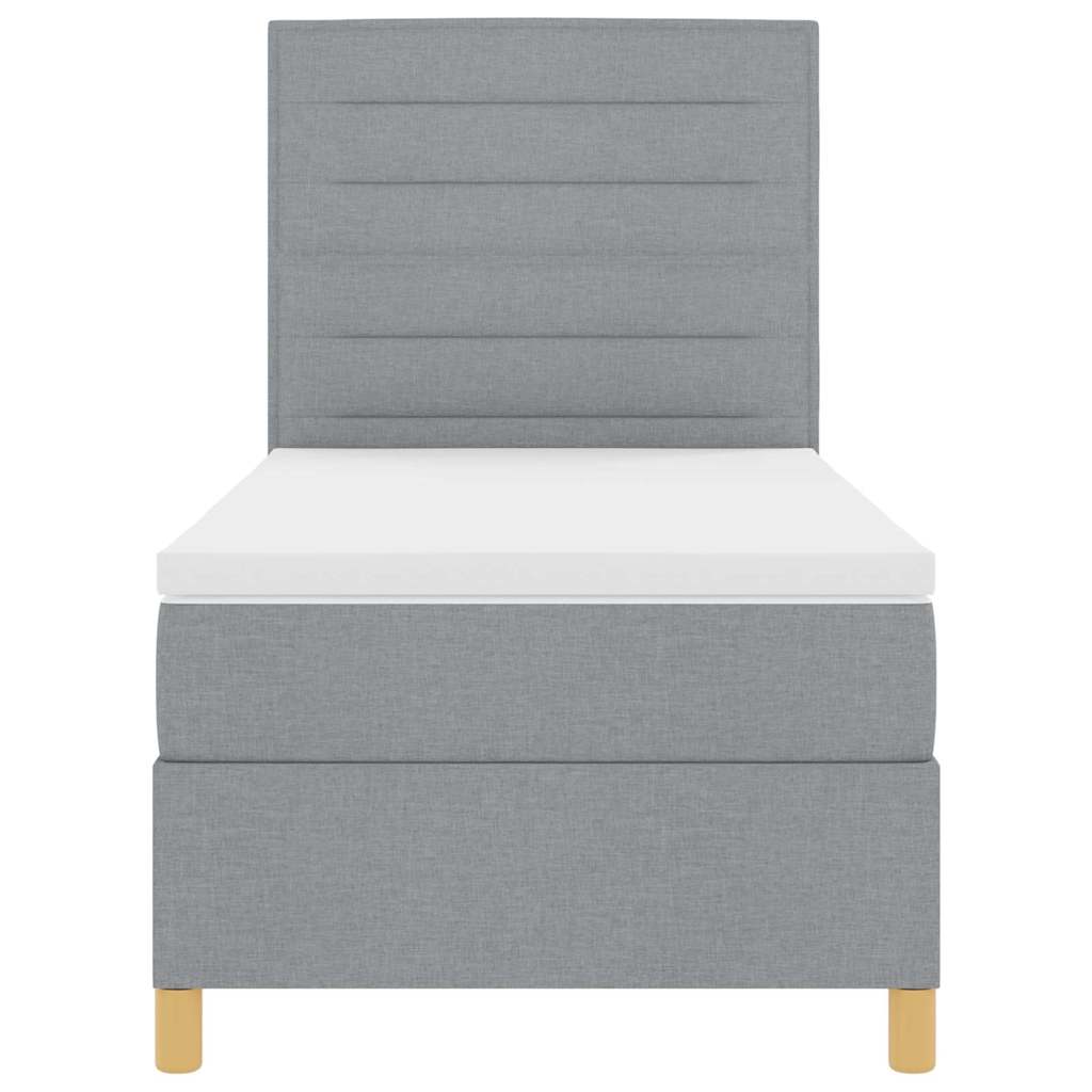 LED Boxspringbett mit Matratze Hellgrau 80 x 200 cm Stoff