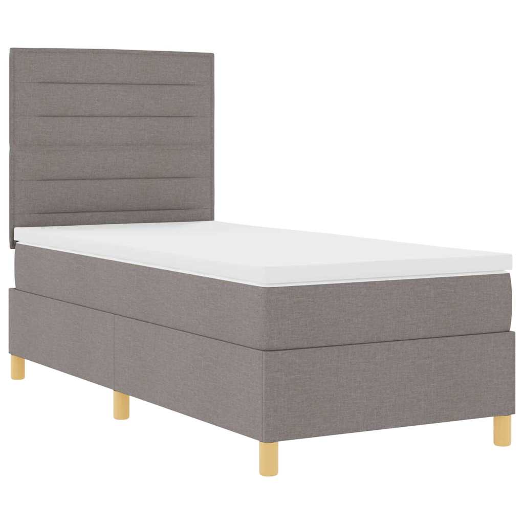 LED Boxspringbett mit Matratze Taupe 80 x 200 cm Stoff