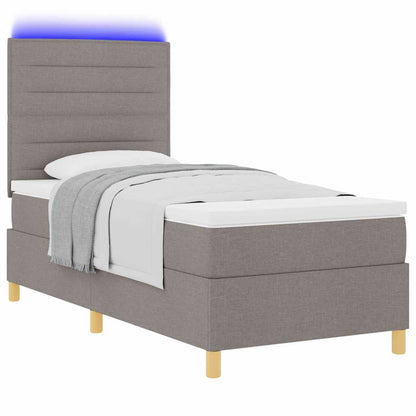 LED Boxspringbett mit Matratze Taupe 80 x 200 cm Stoff