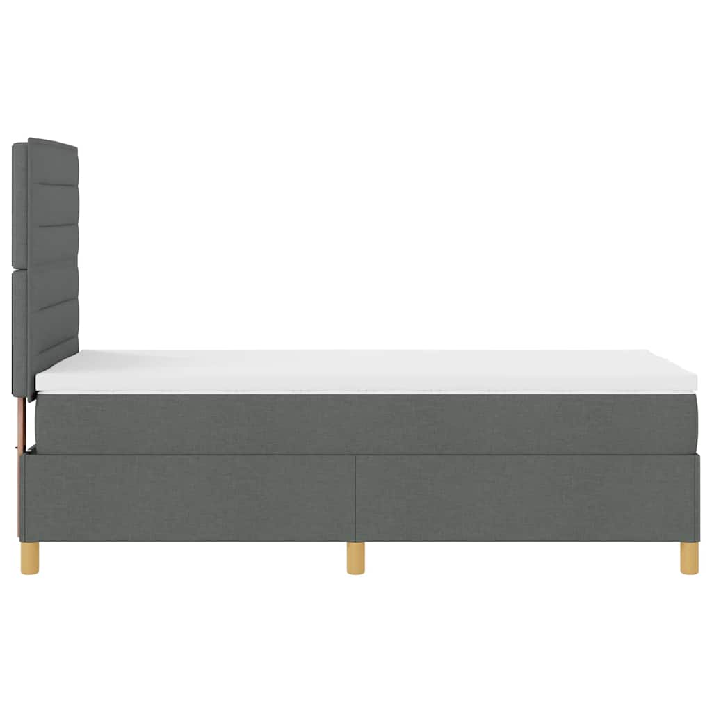 LED Boxspringbett mit Matratze Dunkelgrau 90 x 190 cm Stoff