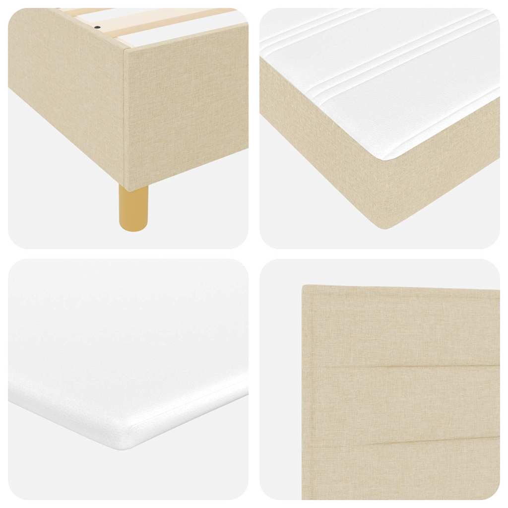 vidaXL LED Boxspringbett mit Matratze Creme 90 x 190 cm Stoff