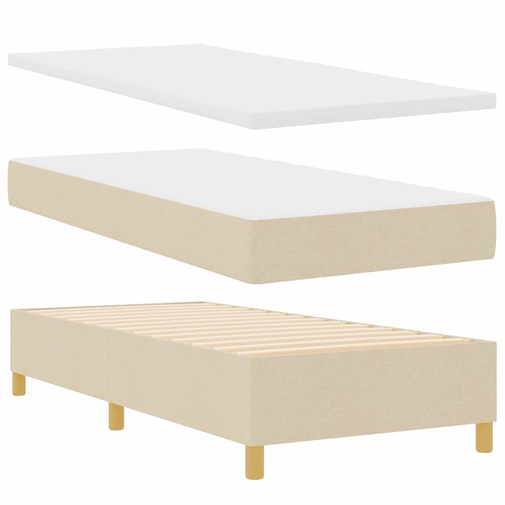 vidaXL LED Boxspringbett mit Matratze Creme 90 x 190 cm Stoff