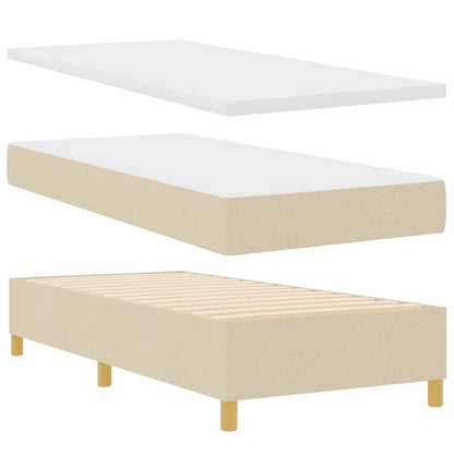 vidaXL LED Boxspringbett mit Matratze Creme 90 x 190 cm Stoff