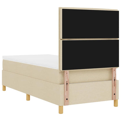 vidaXL LED Boxspringbett mit Matratze Creme 90 x 190 cm Stoff